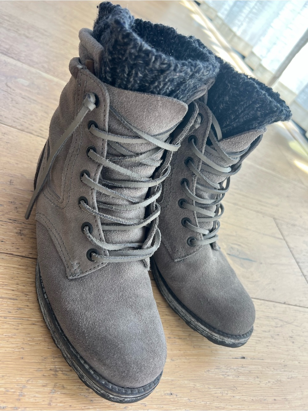Grey Suede Winter Ankle Boots